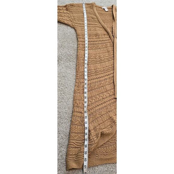 Chico's Women's Tan Short Sleeve Knit Long Open Cardigan Sweater Sz 2 (704) - Picture 7 of 9